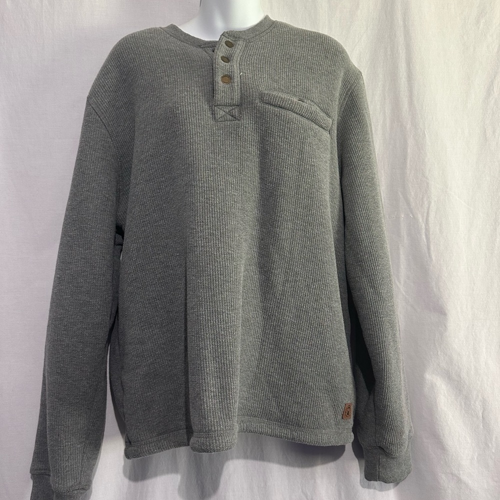 Coleman Gray Waffle Knit Sherpa-Lined Henley Pullover | Men's Size Large